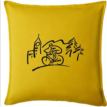 Polštář Cyklista na výletě - Polštář 50x50 - 50x50 - Pouze potah ( Žlutá )