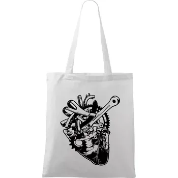 Nákupní taška Cyklistovo srdce - Taška bavlněná - 42 x 38 cm ( Bílá )