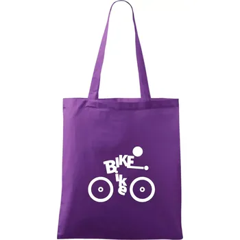 Bike nápis postava - Taška bavlněná - 42 x 38 cm ( Fialová )