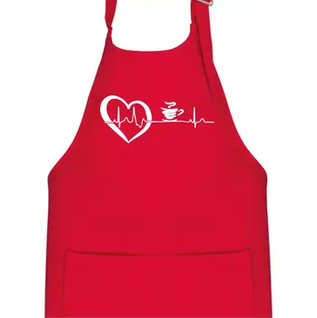 Kuchyňská zástěra Moje srdce bije pro kávu - Dětská zástěra na vaření - Univerzální velikost ( Červená )