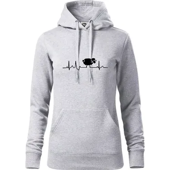 Dámská mikina EKG černá ovečka - Mikina dámská Cape s kapucí - L ( Světlešedý Melír )