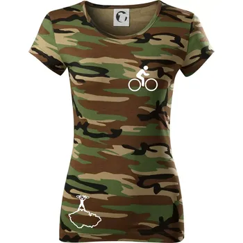 Mapa ČR + kolo na prsu - Dámské maskáčové triko - S ( Hnědý maskáč )