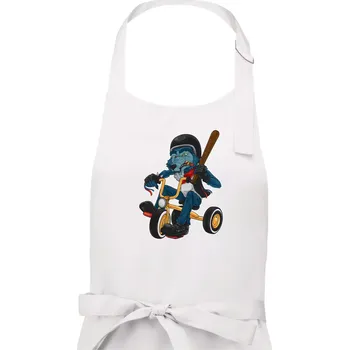 Kuchyňská zástěra Vlk na tříkolce - Pánská zástěra na vaření - Univerzální velikost ( Bílá )