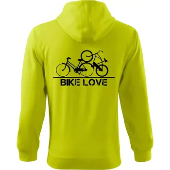 Pánská mikina Bike love - Mikina s kapucí na zip trendy zipper - M ( Limetková )