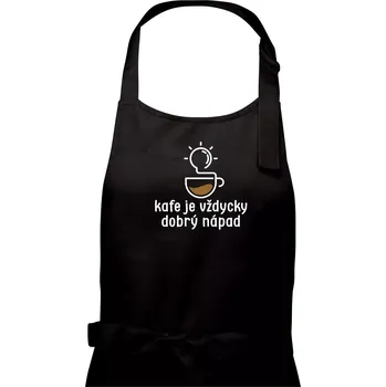 Kuchyňská zástěra Kafe je vždycky dobrý nápad - Pánská zástěra na vaření - Univerzální velikost ( Černá )