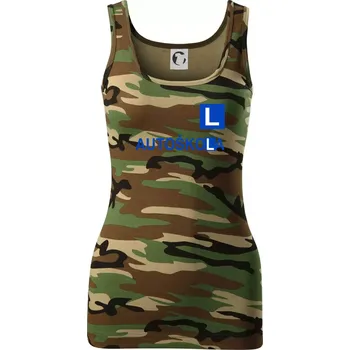 Dámské tričko Autoškola nápis - Dámské Maskáčové tílko - L ( Hnědý maskáč )