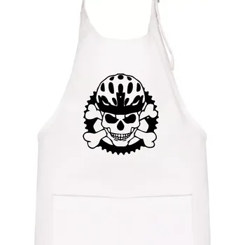 Kuchyňská zástěra Lebka cyklisty - helma - Dětská zástěra na vaření - Univerzální velikost ( Bílá )