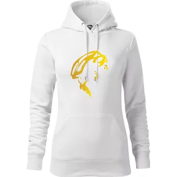 Dámská mikina Hlava cyklista zlatá - Mikina dámská Cape s kapucí - 2XL ( Bílá )