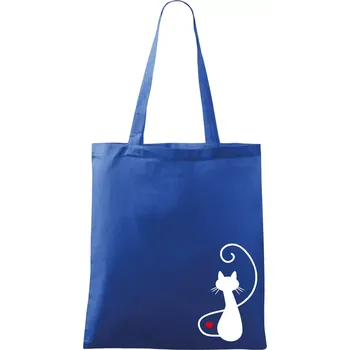 Nákupní taška Zamilovaná kočka zpředu - Taška bavlněná - 42 x 38 cm ( Královská modrá )