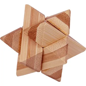 Dřevěná hračka Dřevěný hlavolam 4,5 x 4,5 cm Malý logický hlavolam ve tvaru hvězdy Dřevěná skládačka Prostorová hračka Rozvoj logického myšlení