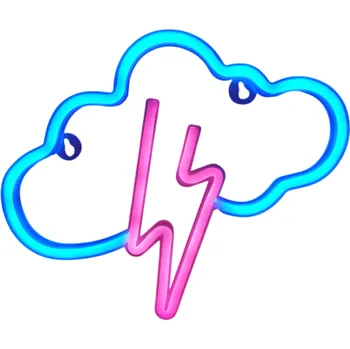 Nástěnné svítidlo LED neonová nástěnná dekorace 29 x 23 cm Mrak s bleskem Světelná dekorace na zeď USB nebo 3x AA baterie Barevné LED osvětlení