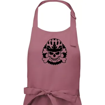 Kuchyňská zástěra Lebka cyklisty - helma - Pánská zástěra na vaření - Univerzální velikost ( Starorůžová )