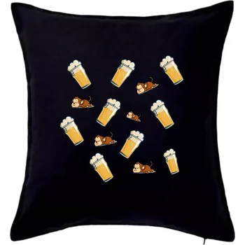 Polštář Pivo a opice - Polštář 50x50 - 50x50 - Pouze potah ( Černá )