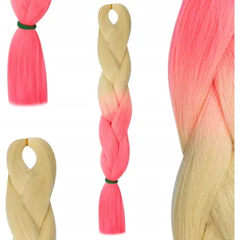 Syntetické vlasy na copánky OMBRE ROVNÉ BLOND PEACH RŮŽOVÁ