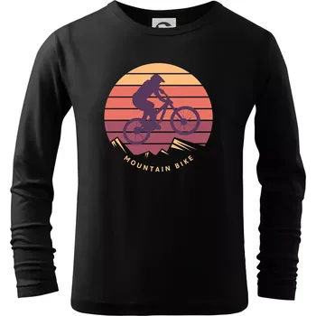Chlapecké tričko MTB barevné kolo západ slunce - Triko dětské Long Sleeve - 122 cm/6 let ( Černá )