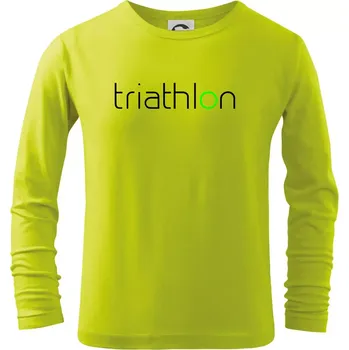 Dětská móda Triathlon nápis - Triko dětské Long Sleeve - 122 cm/6 let ( Limetková )