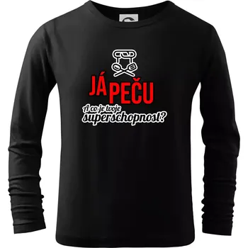 Chlapecké tričko Já peču - tvoje superschopnost? rovný nápis - Triko dětské Long Sleeve - 122 cm/6 let ( Černá )