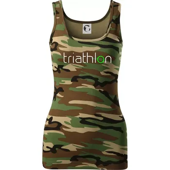 Dámské tričko Triathlon nápis - Dámské Maskáčové tílko - M ( Hnědý maskáč )