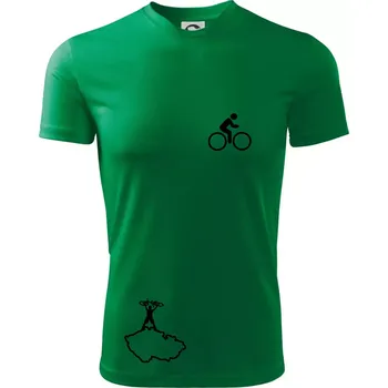 Chlapecké oblečení Mapa ČR + kolo na prsu - Dětské triko sportovní (dresovina) - 158 cm/12 let ( Středně zelená )