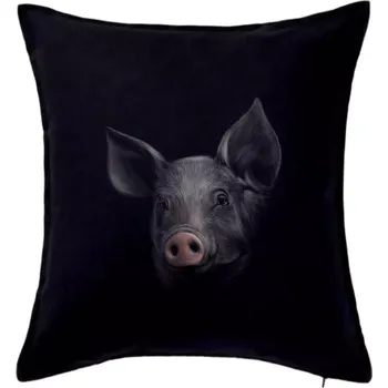 Polštář Prase portrét - Polštář 50x50 - 50x50 - Včetně výplně ( Černá )
