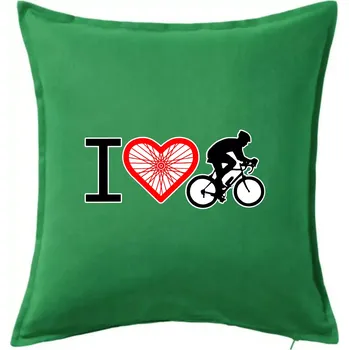 Polštář I love cycles výplet - Polštář 50x50 - 50x50 - Pouze potah ( Středně zelená )