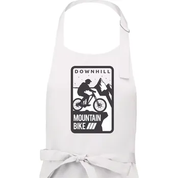 Kuchyňská zástěra MTB downhill hranaté - Dámská zástěra na vaření - Univerzální velikost ( Bílá )