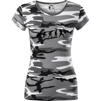 Dámské tričko Evoluce lukostřelba kladkový luk - Dámské maskáčové triko - XS ( Šedý maskáč )