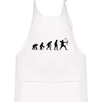 Kuchyňská zástěra Evoluce lukostřelba kladkový luk - Dětská zástěra na vaření - Univerzální velikost ( Bílá )