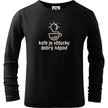 Chlapecké tričko Kafe je vždycky dobrý nápad - Triko dětské Long Sleeve - 122 cm/6 let ( Černá )