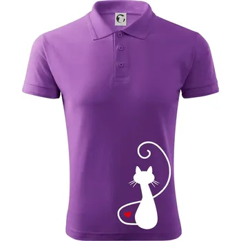 Pánská košile Zamilovaná kočka zpředu - Polokošile pánská Pique Polo 203 - S ( Fialová )