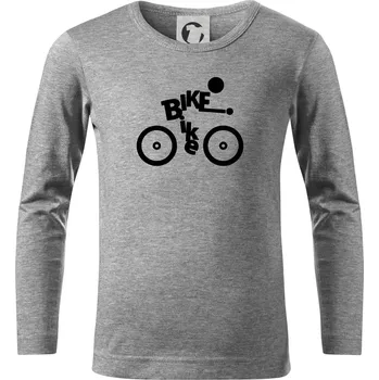 Chlapecké tričko Bike nápis postava - Triko dětské Long Sleeve - 122 cm/6 let ( Tmavě šedý melír )