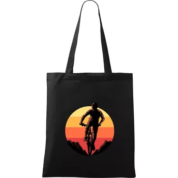 Nákupní taška MTB cyklista a západ slunce - Taška bavlněná - 42 x 38 cm ( Černá )
