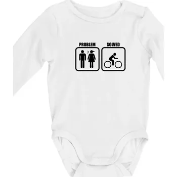 Kojenecké oblečení Problém - Kolo - Body kojenecké s dlouhým rukávem - Dlouhý r. 6-12 měs ( Bílá )