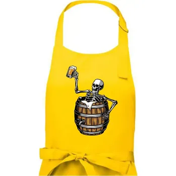 Kuchyňská zástěra Kostra pivo - Dámská zástěra na vaření - Univerzální velikost ( Žlutá )