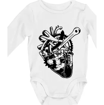 Kojenecký body Cyklistovo srdce - Body kojenecké s dlouhým rukávem - Dlouhý r. 3-6 měs ( Bílá )
