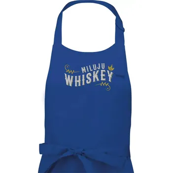 Kuchyňská zástěra Miluju Whiskey - Dámská zástěra na vaření - Univerzální velikost ( Královská modrá )