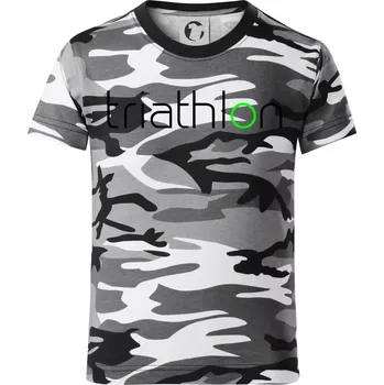 Chlapecké tričko Triathlon nápis - Dětské maskáčové triko - 122 cm/6 let ( Šedý maskáč )