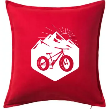 Polštář Fatbike hory - Polštář 50x50 - 50x50 - Pouze potah ( Červená )