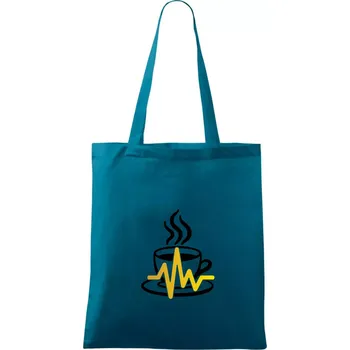 Káva EKG hrnek - Taška bavlněná - 42 x 38 cm ( Petrolejová )