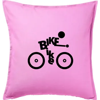 Polštář Bike nápis postava - Polštář 50x50 - 50x50 - Včetně výplně ( Růžová )