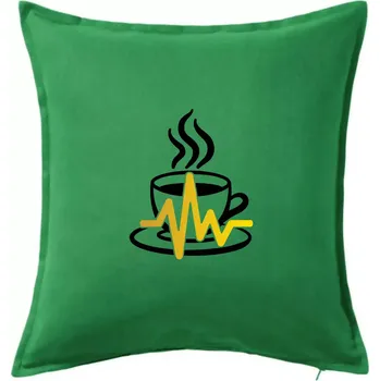 Polštář Káva EKG hrnek - Polštář 50x50 - 50x50 - Pouze potah ( Středně zelená )