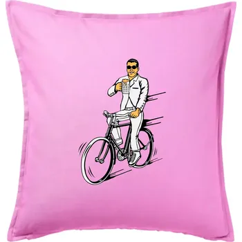 Polštář Gentleman na kole s pivem - Polštář 50x50 - 50x50 - Pouze potah ( Růžová )