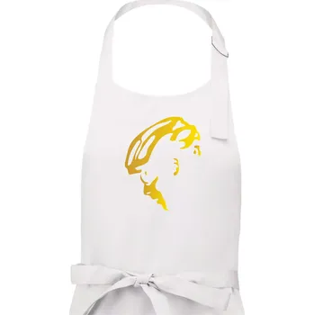 Kuchyňská zástěra Hlava cyklista zlatá - Dámská zástěra na vaření - Univerzální velikost ( Bílá )