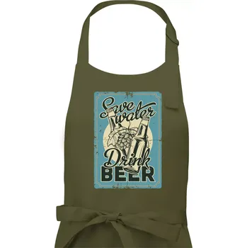 Kuchyňská zástěra Save water drink beer poster - Pánská zástěra na vaření - Univerzální velikost ( Khaki )