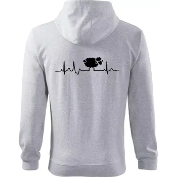 Pánská mikina EKG černá ovečka - Mikina s kapucí na zip trendy zipper - 3XL ( Světlešedý Melír )