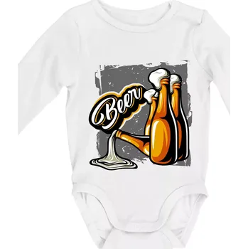 Beer lahve - Body kojenecké s dlouhým rukávem - Dlouhý r. 6-12 měs ( Bílá )