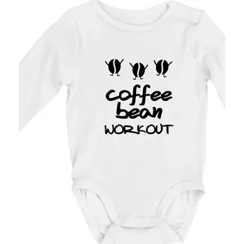 Kojenecký body Coffee bean workout - Body kojenecké s dlouhým rukávem - Dlouhý r. do 3 měs ( Bílá )