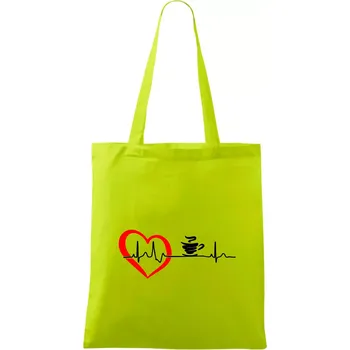 Moje srdce bije pro kávu - Taška bavlněná - 42 x 38 cm ( Limetková )