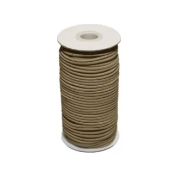 Guma, pruženka kulatá kloboučnická tmavě béžová 2 mm, 50m cívka, celé balení