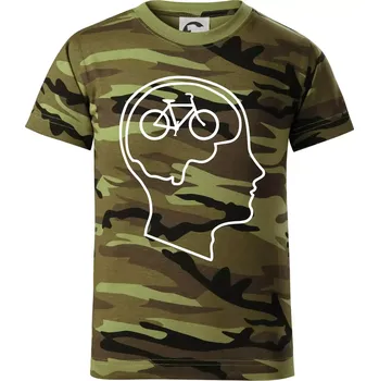 Chlapecké tričko Myslím jen na kolo - Dětské maskáčové triko - 104-110cm / 3-4 roky ( Zelený maskáč )